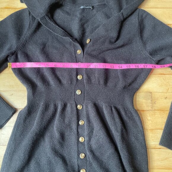 Black Button Sweater Dress M Witchy Whimsigoth Babydoll Fit Dark Feminine Luxury - Picture 8 of 9